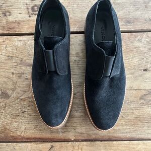 Vince Black Platform Suede Slip-On Loafers